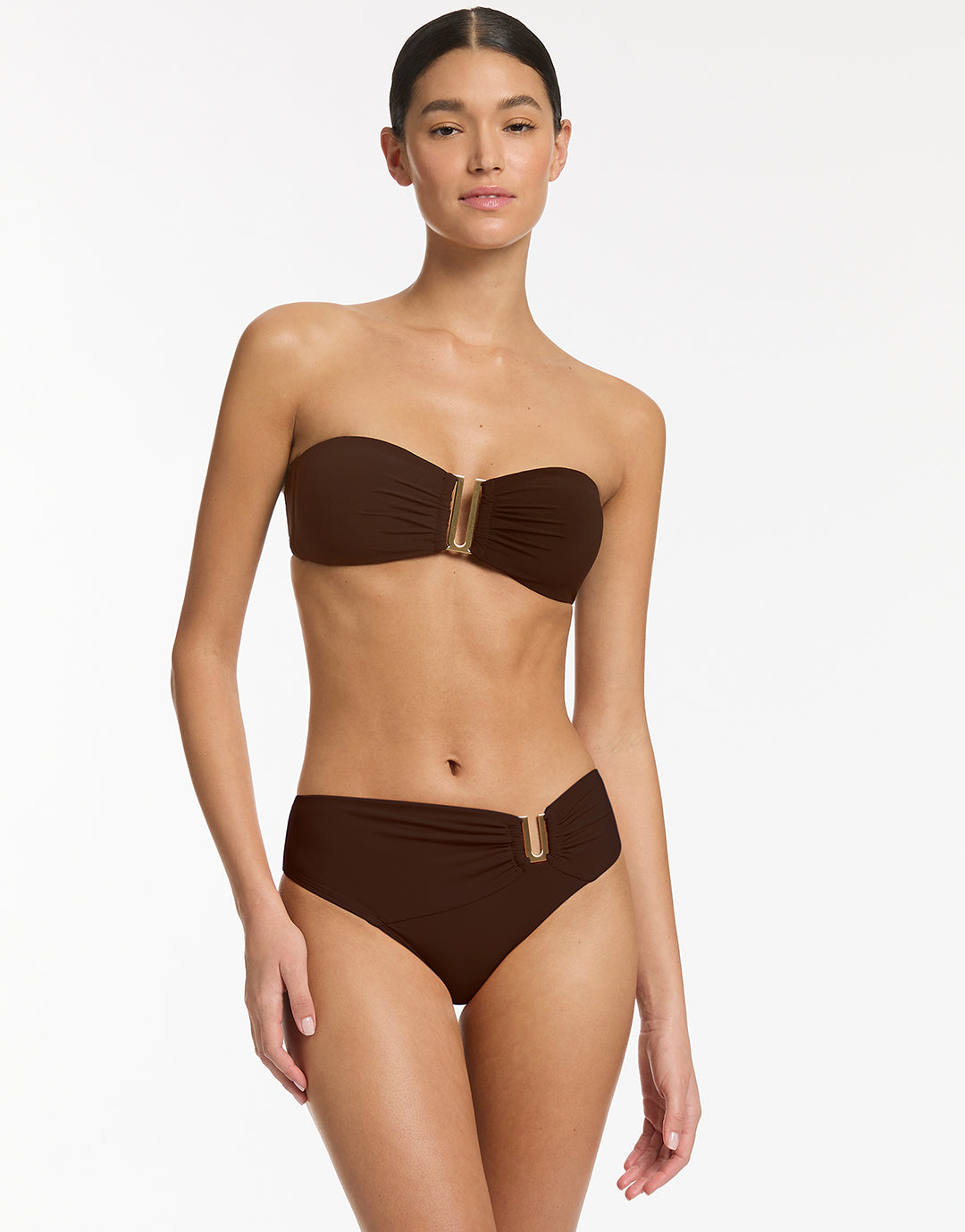 Jetset U Trim Mid Bikini Pant - Chocolate - Simply Beach UK
