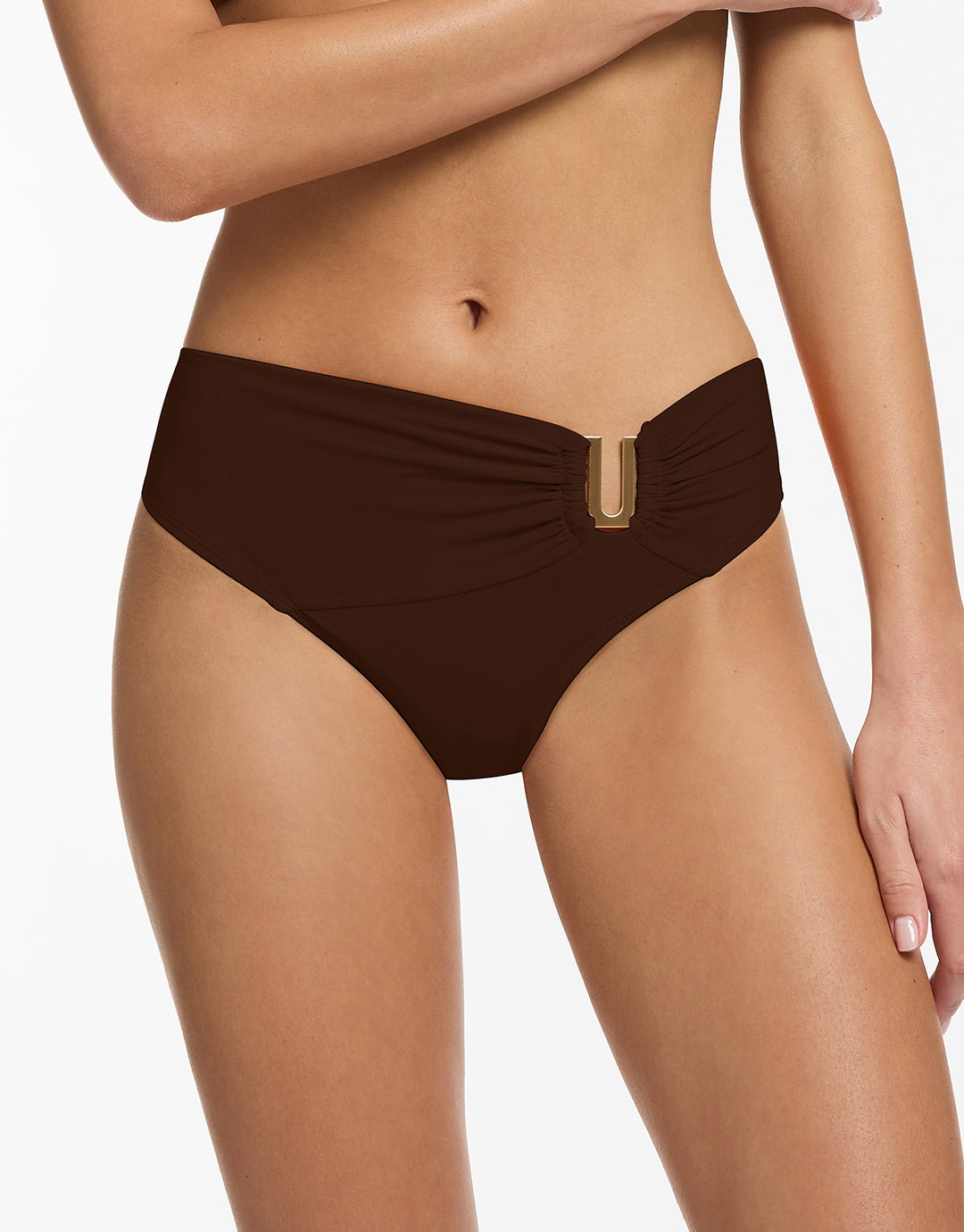 Jetset U Trim Mid Bikini Pant - Chocolate - Simply Beach UK