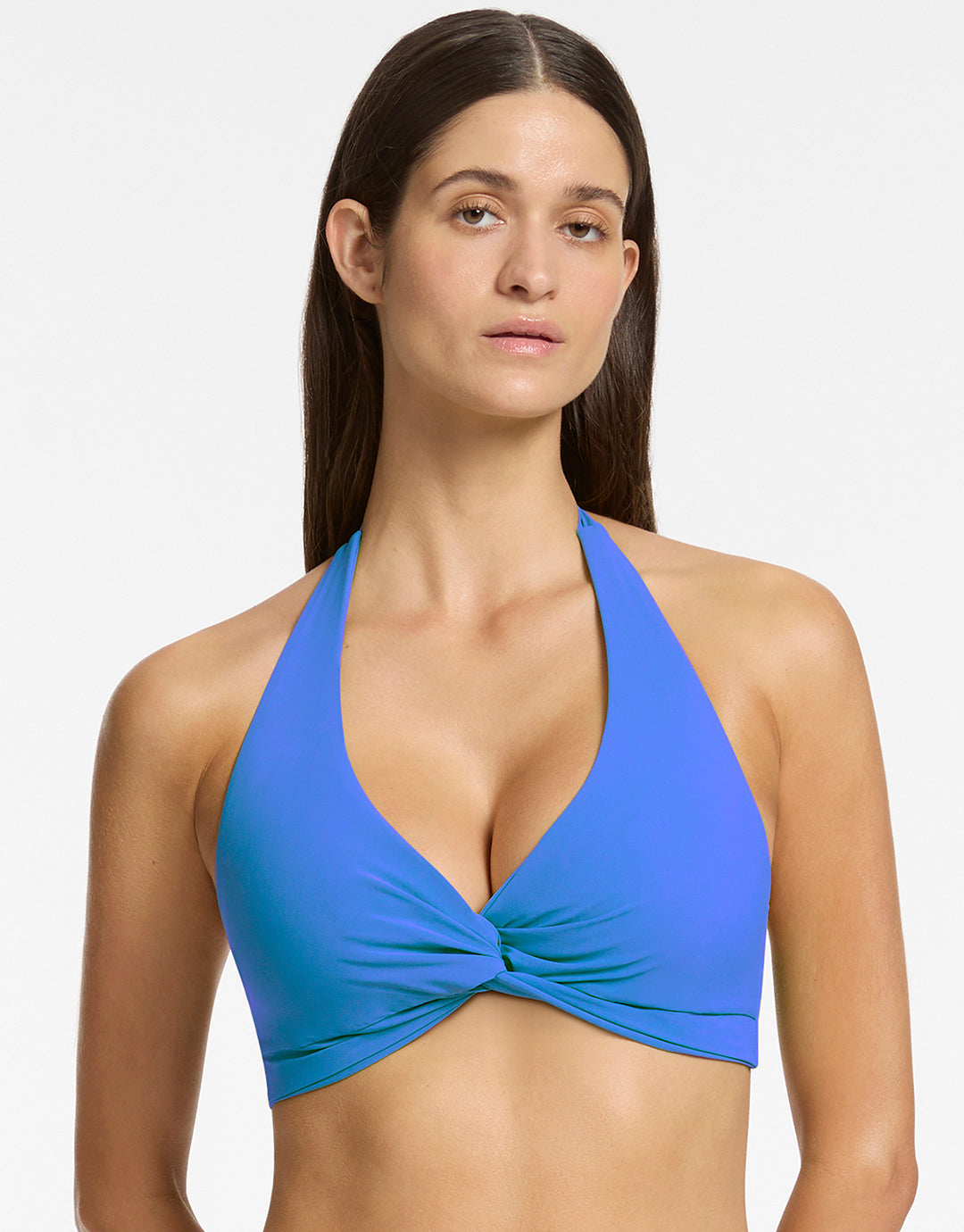 Jetset D DD Twist Front Bikini Top - Tide Blue - Simply Beach UK