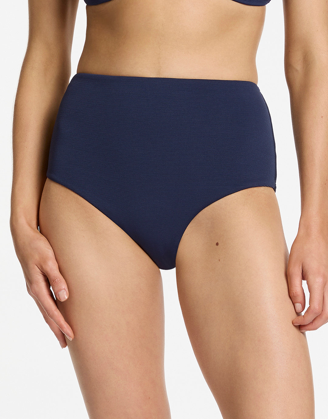 Isla Rib High Waist Bikini Pant - Ink - Simply Beach UK