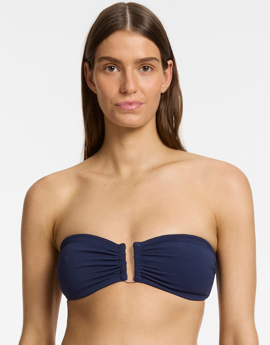 Isla Rib U Trim Bandeau Bikini Top - Ink - Simply Beach UK