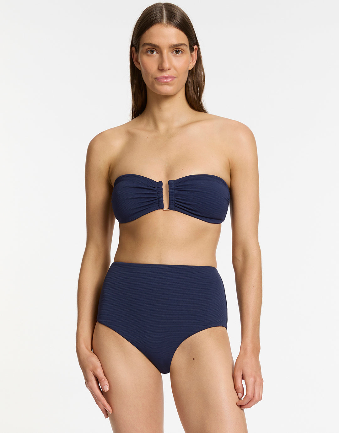 Isla Rib U Trim Bandeau Bikini Top - Ink - Simply Beach UK