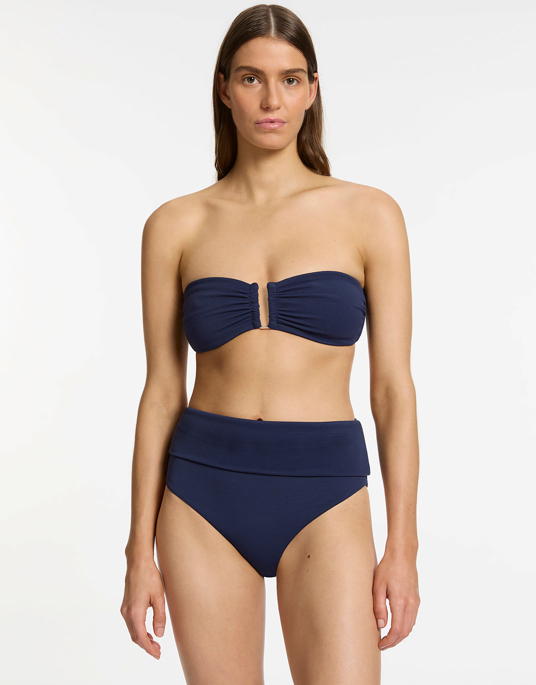 Isla Rib High Waist Bikini Pant - Ink - Simply Beach UK