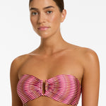 Alessia Geo Bandeau Bikini Top - Peony - Simply Beach UK