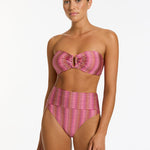 Alessia Geo Bandeau Bikini Top - Peony - Simply Beach UK
