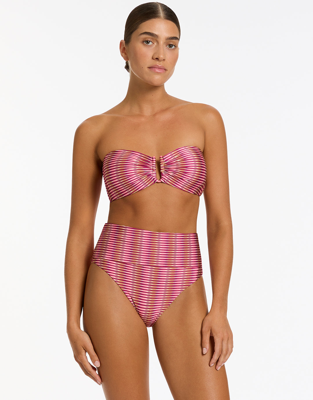 Alessia Geo Bandeau Bikini Top - Peony - Simply Beach UK