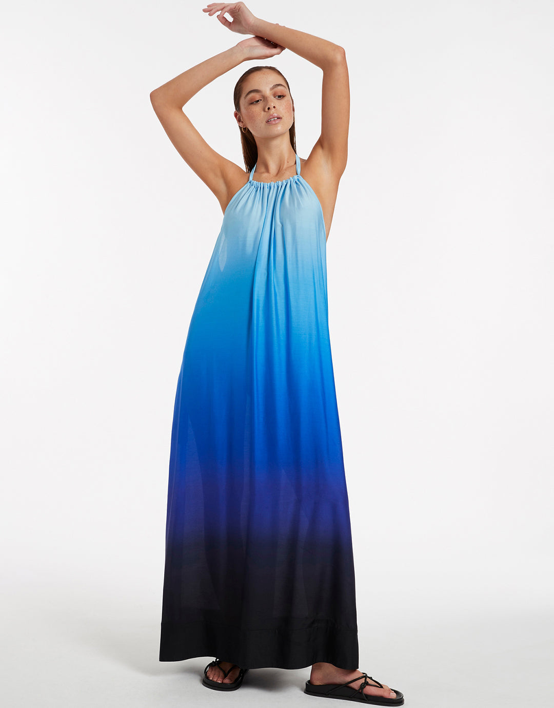 Oia Sunset Halter Maxi Dress - Ocean - Simply Beach UK