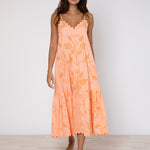 Bellflower V Neck Midi Dress - Peach - Simply Beach UK