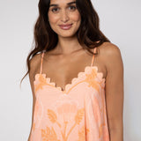 Bellflower V Neck Midi Dress - Peach - Simply Beach UK