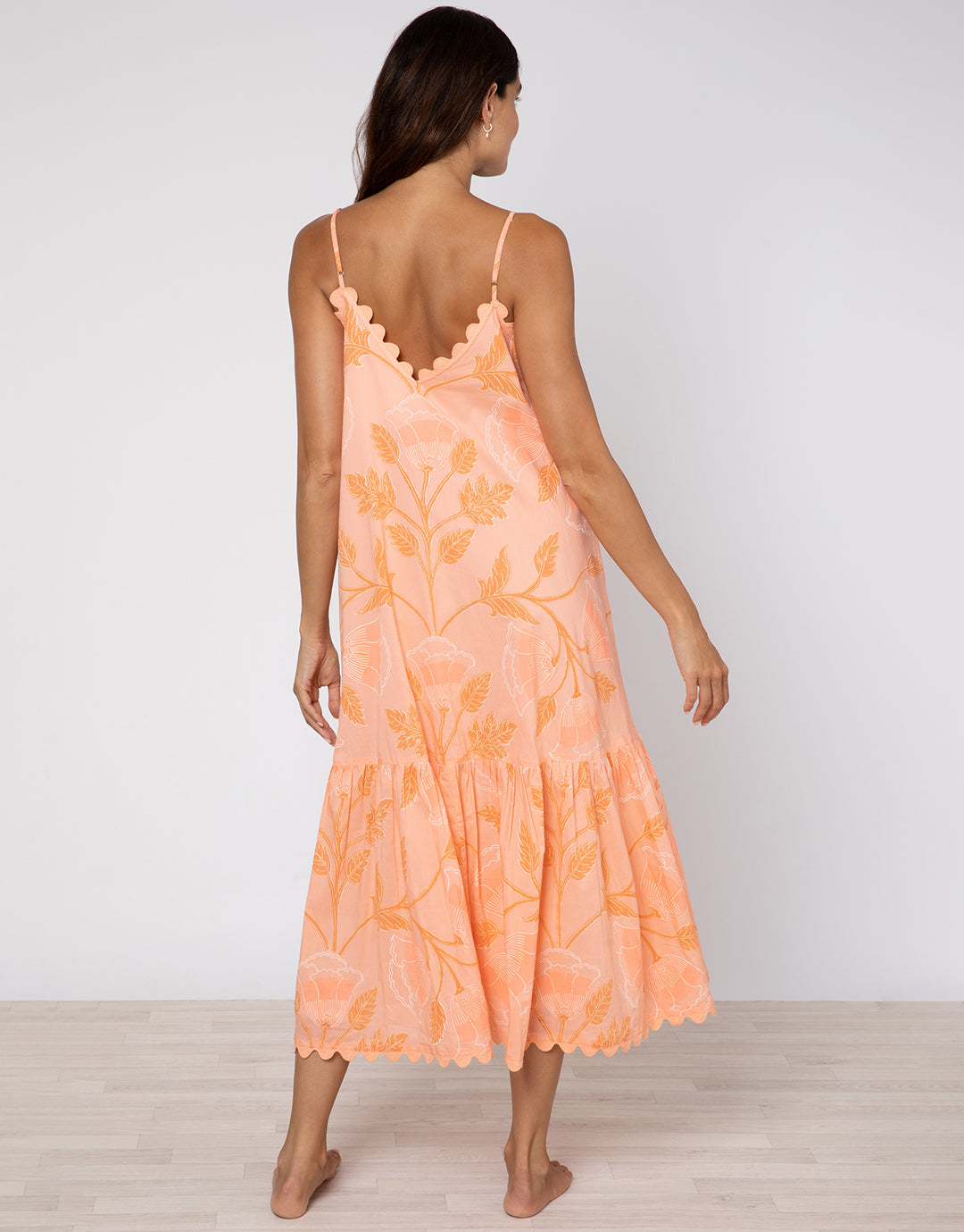 Bellflower V Neck Midi Dress - Peach - Simply Beach UK