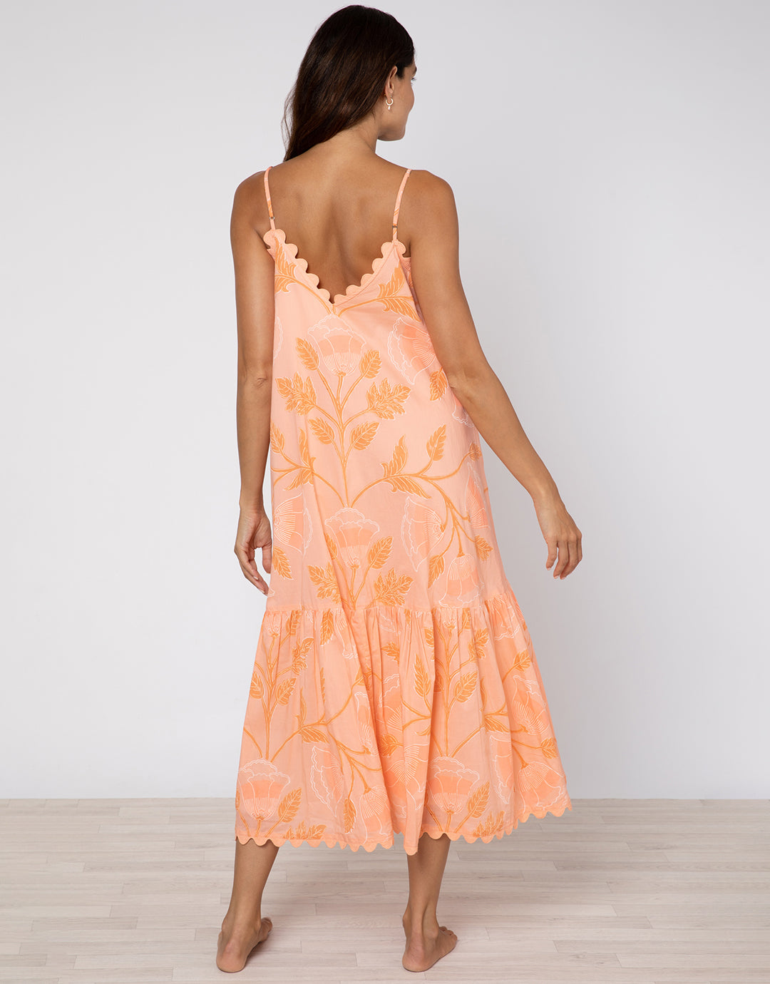 Bellflower V Neck Midi Dress - Peach - Simply Beach UK