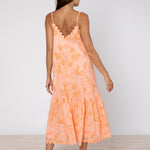 Bellflower V Neck Midi Dress - Peach - Simply Beach UK