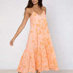 Bellflower V Neck Midi Dress - Peach - Simply Beach UK