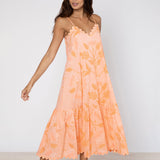 Bellflower V Neck Midi Dress - Peach - Simply Beach UK