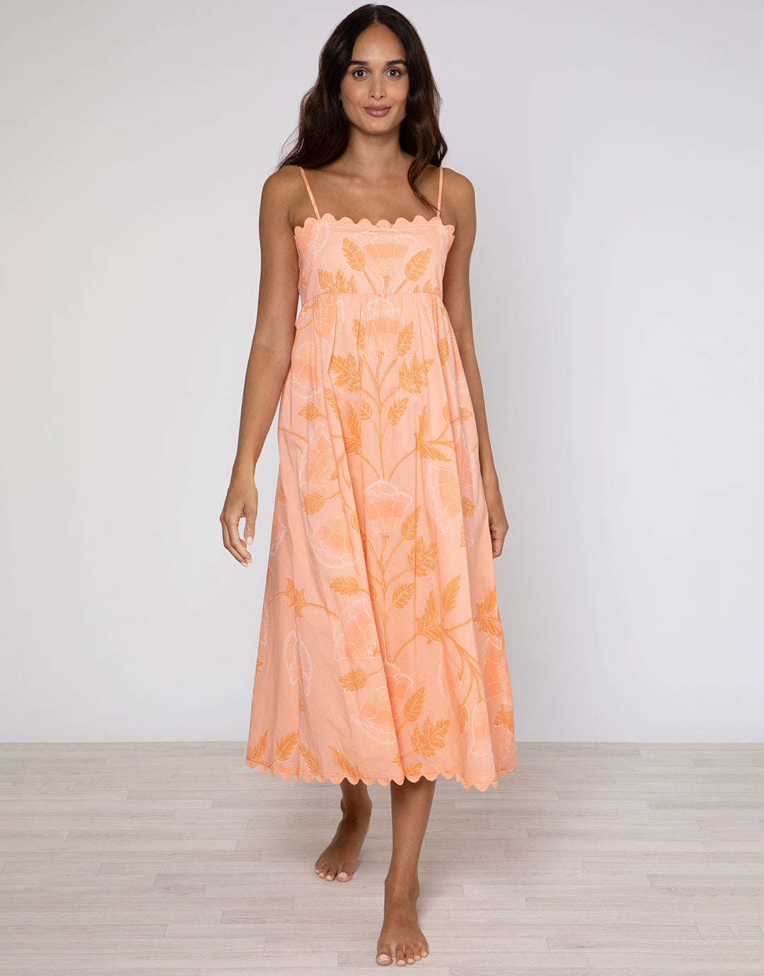 Bellflower Tie Back Midi Dress - Peach - Simply Beach UK