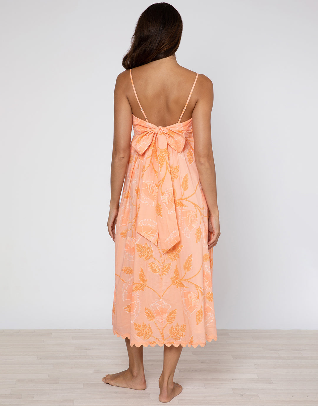 Bellflower Tie Back Midi Dress - Peach - Simply Beach UK