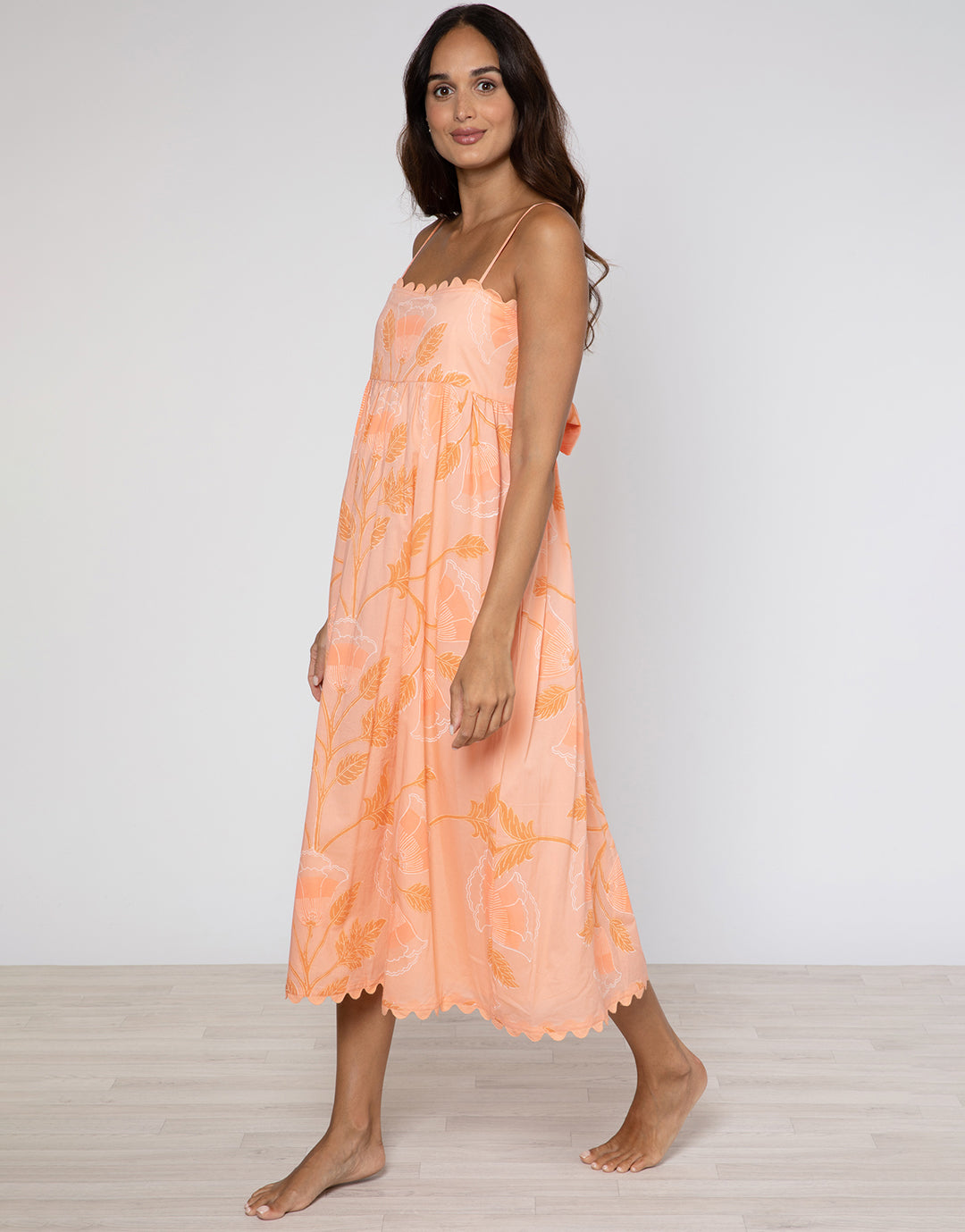 Bellflower Tie Back Midi Dress - Peach - Simply Beach UK