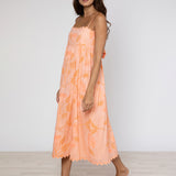 Bellflower Tie Back Midi Dress - Peach - Simply Beach UK