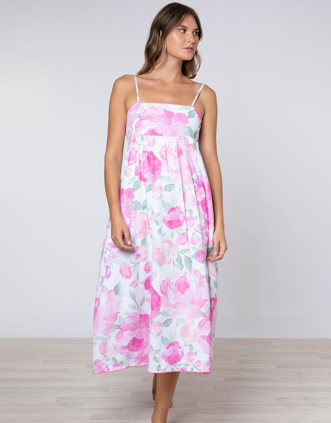 Peony Tie Back Midi Dress - Pink