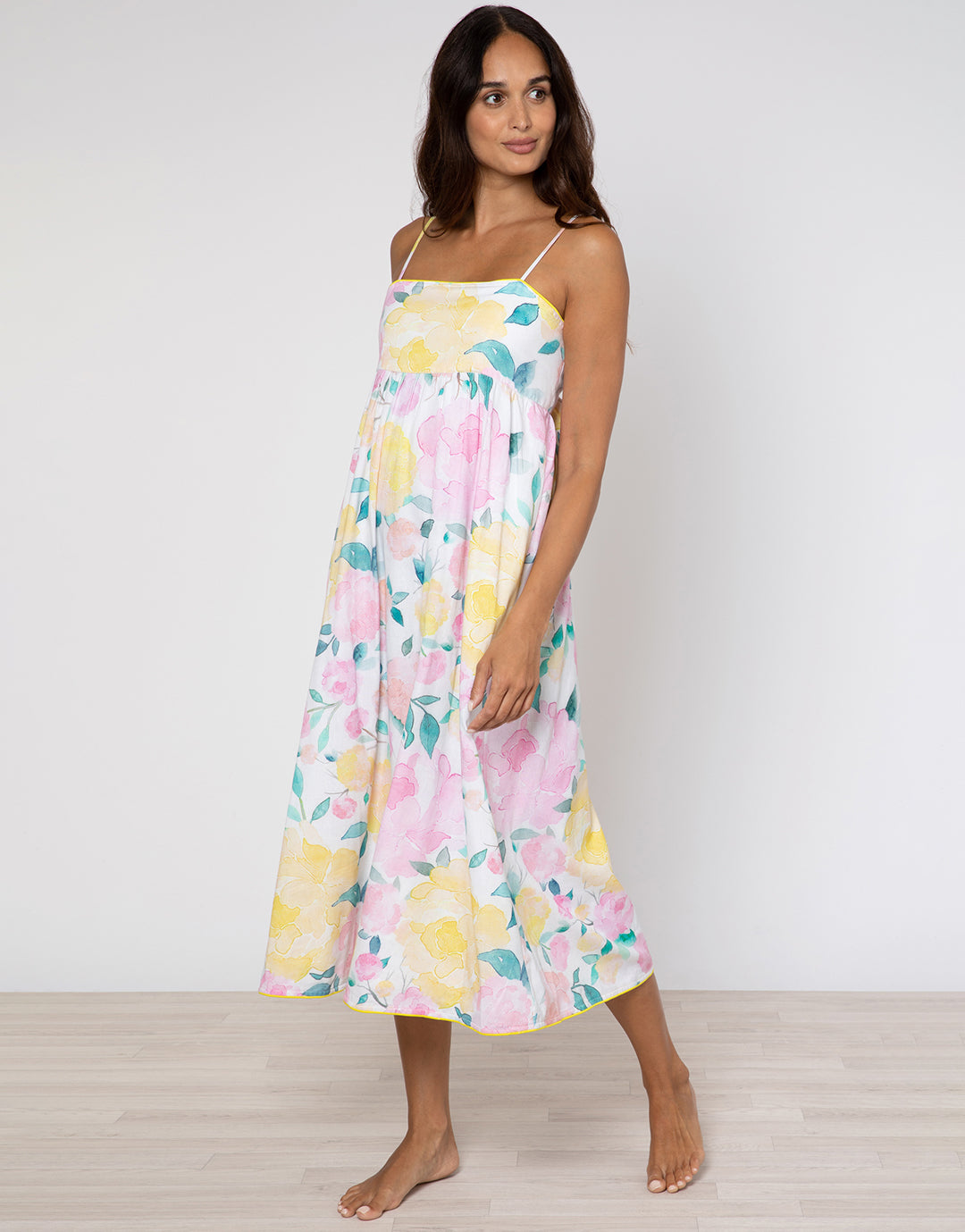 Peony Tie Back Midi Dress - Lemon - Simply Beach UK