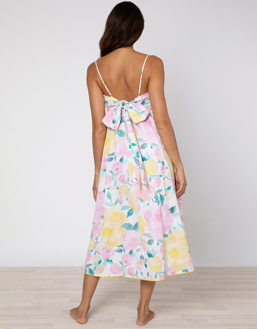 Peony Tie Back Midi Dress - Lemon - Simply Beach UK