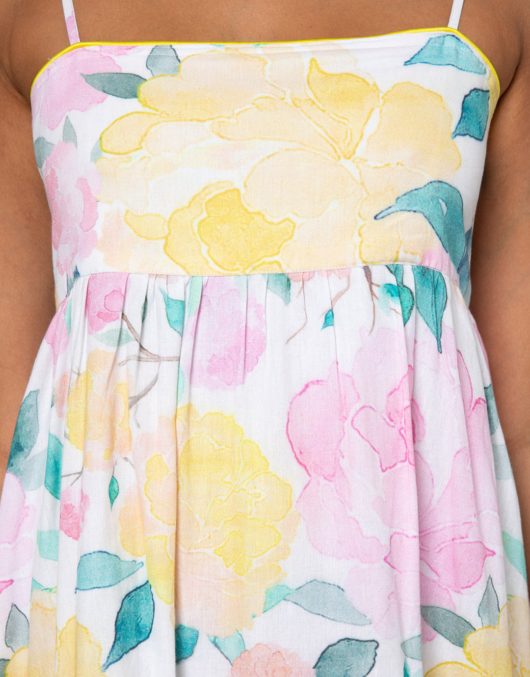 Peony Tie Back Midi Dress - Lemon - Simply Beach UK