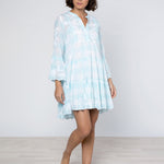 Butterfly Gingham Flared Sleeve Dress - Blue - Simply Beach UK