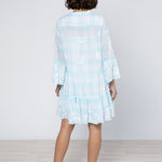 Butterfly Gingham Flared Sleeve Dress - Blue - Simply Beach UK