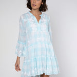 Butterfly Gingham Flared Sleeve Dress - Blue - Simply Beach UK