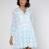 Butterfly Gingham Flared Sleeve Dress - Blue - Simply Beach UK
