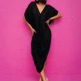 Juno Draped Dress - Black - Simply Beach UK