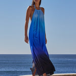 Oia Sunset Halter Maxi Dress - Ocean - Simply Beach UK