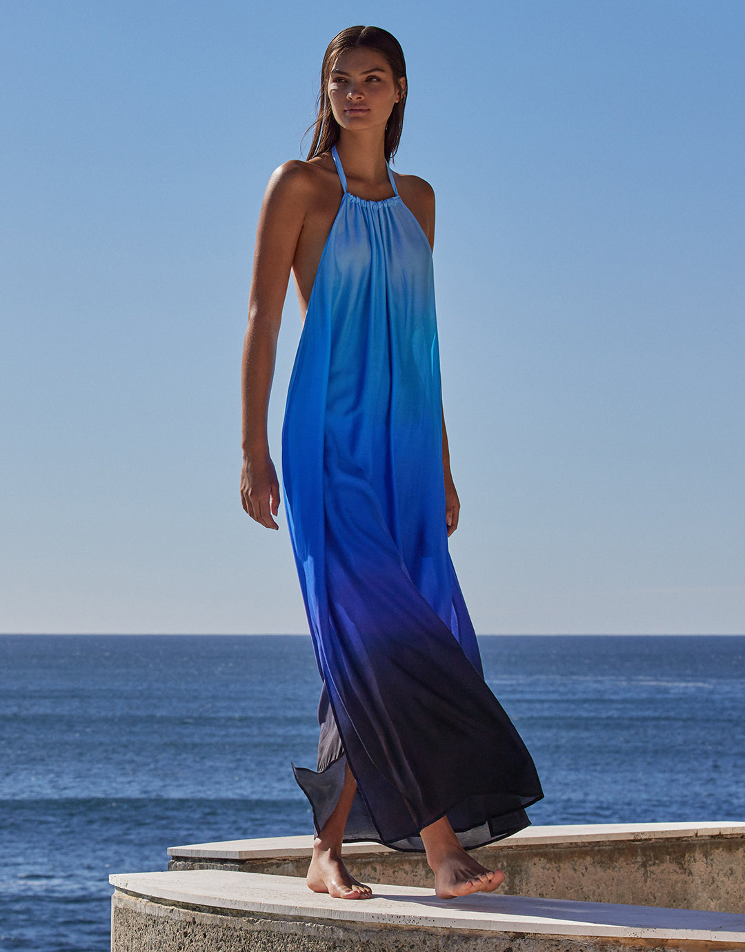 Oia Sunset Halter Maxi Dress - Ocean - Simply Beach UK