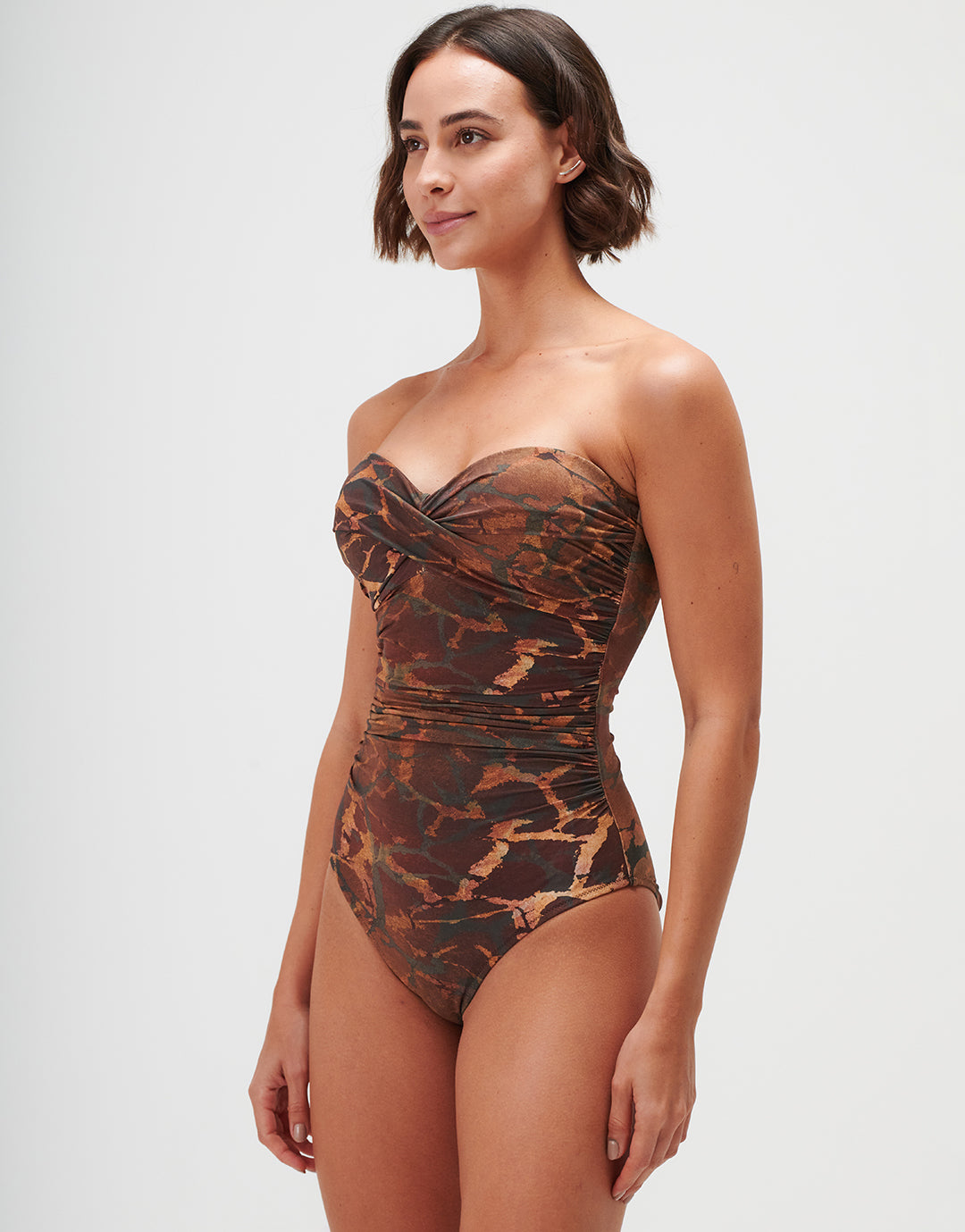 Savanna Underwired Twist Bandeau Swimsuit - Warm Earth - Simply Beach UK