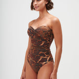 Savanna Underwired Twist Bandeau Swimsuit - Warm Earth - Simply Beach UK