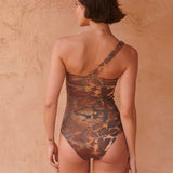 Savanna One Shoulder Swimsuit - Warm Earth - Simply Beach UK
