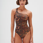 Savanna One Shoulder Swimsuit - Warm Earth - Simply Beach UK
