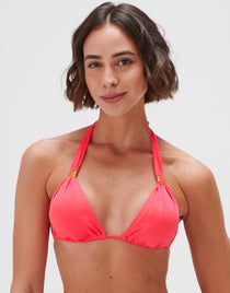 Jo Severin Timeless Halter Bikini Top - Bright Coral - Simply Beach UK