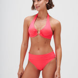Timeless Underwired Halter Bikini Top - Bright Coral - Simply Beach UK