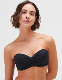 Jo Severin Timeless Twist Bandeau Bikini Top - Jet - Simply Beach UK