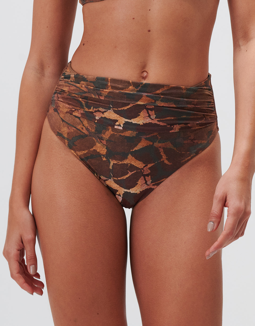 Savanna Ruched High Waist Bikini Pant - Warm Earth - Simply Beach UK