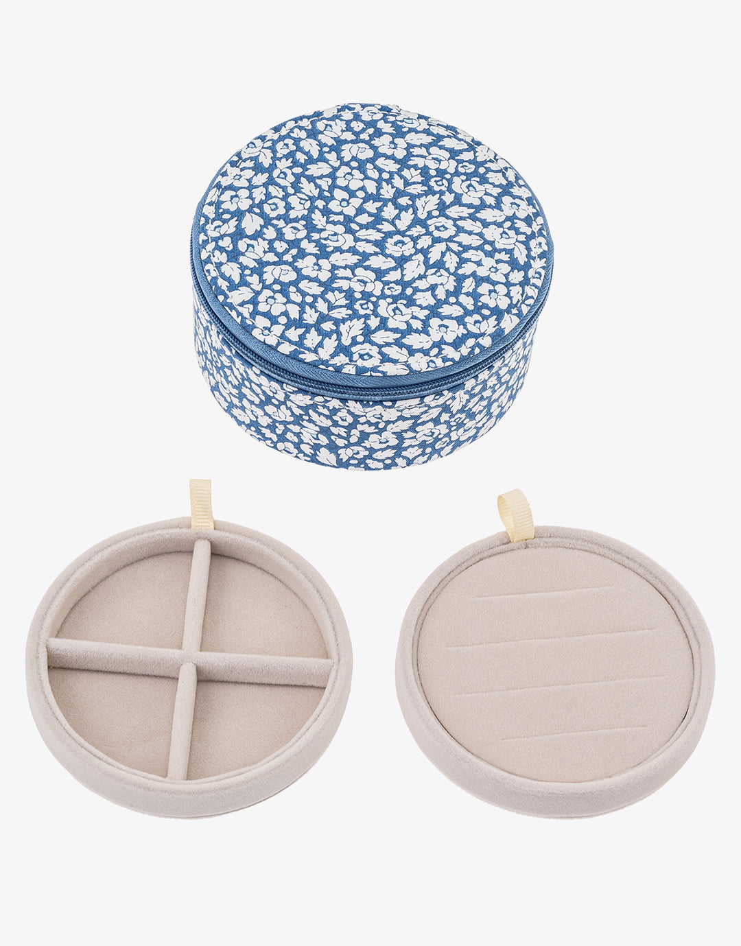 Round Jewellery Box - Liberty Feather Blue - Simply Beach UK