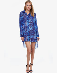 Kalahari High Low Beach Blouse - Blue - Simply Beach UK