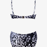 Kalina Ruched Bandeau Bikini Set - Black and White - Simply Beach UK