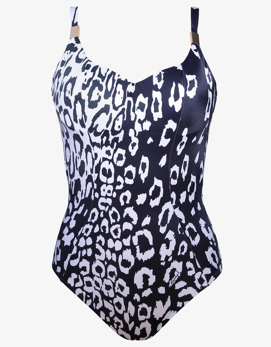 Kalina Underwired Shaped Neck Swimsuit - Black and White - Simply Beach UK