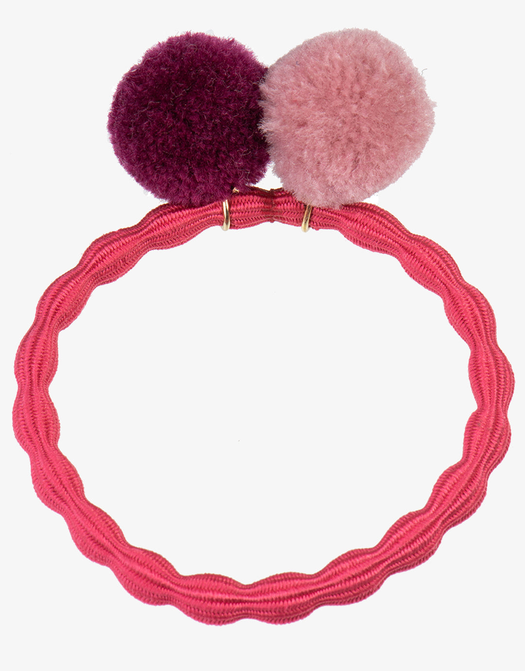 PomPom Hair Tie - Raspberry with Dusty Rose Bordeaux - Simply Beach UK