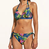 Plunge Moulded Halter Bikini Top - Indigo Rainbow - Simply Beach UK