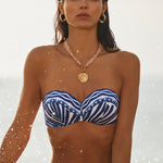 Marina Bandeau Underwired Bikini Top - Blue and White - Simply Beach UK