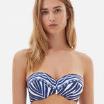Marina Bandeau Underwired Bikini Top - Blue and White - Simply Beach UK
