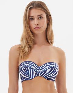 Marina Bandeau Underwired Bikini Top - Blue and White - Simply Beach UK